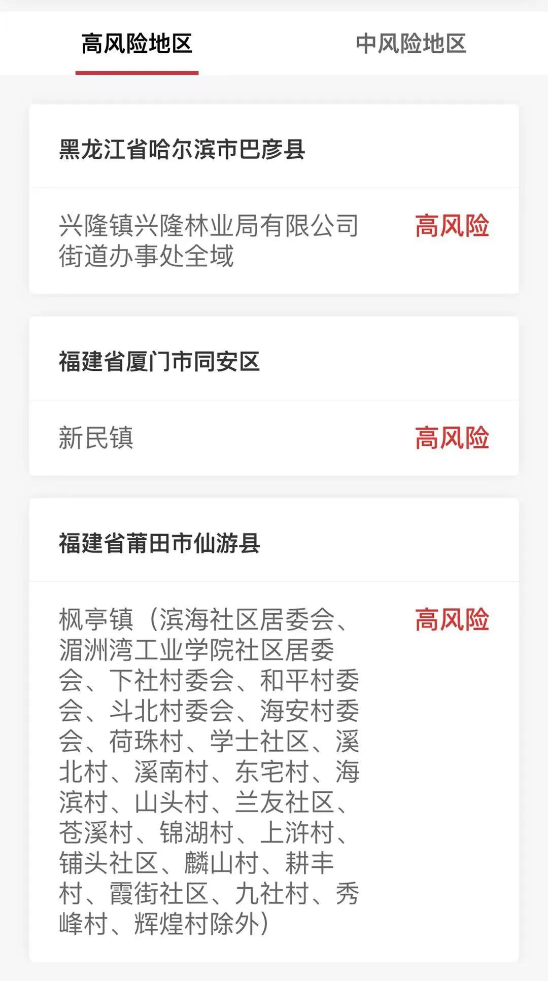 小疫情中风险地区(疫情中风险地区实时查询)-第2张图片